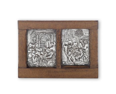 Two Mexican 17th century silver altarpiece panelsunknown maker 'HNA' or 'RNA', Mexico circa 1620 The two silver panels intric