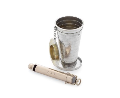 A Victorian silver-gilt telescopic stirrup cupSampson Mordan, London 1899 Circular form, telescopic, collapses flat but when 