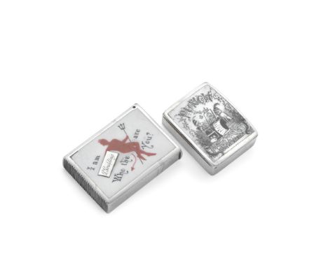 A silver and enamel 'Punch' vesta case and a silver and enamel 'Devil' vesta caseJoseph Whitten Birmingham 1886, and John Mil