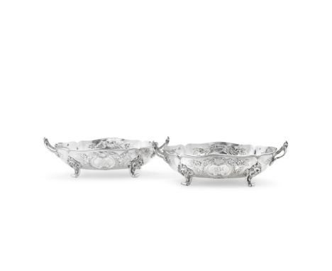 A matched pair of Continental silver two-handled bowlsone German, stamped A Ramussen, crown and crescent mark 925, the other 