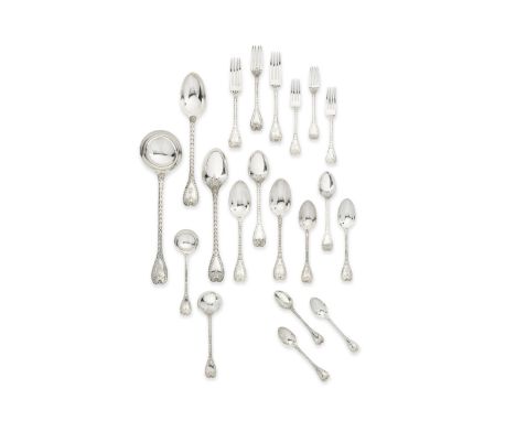 A Victorian silver Palm pattern flatware serviceAldwinkle &amp; Slater, London 1890 Comprising: eighteen tablespoons, thirty-