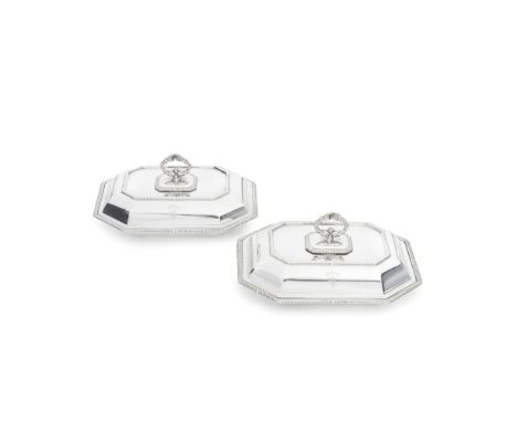 Two pairs of silver entrée dishes and coversfirst pair, Brook &amp; Son, Sheffield 1935, second pair, Mappin &amp; Webb, Shef