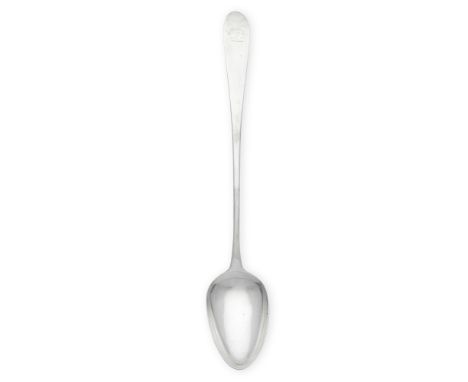 A George III Irish provincial silver basting spoonWilliam Ward, Limerick, circa 1800, struck with maker's mark W.W and STERLI