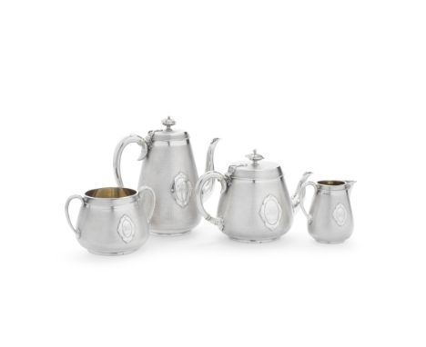 A Victorian silver four-piece tea and coffee serviceWilliam Smily, London 1863 / 1864, underside of base stamped A B SAVORY &