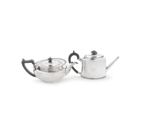 Two George III silver teapotsthe first Hester Bateman, London 1783, the second Rebecca Emes &amp; Edward Barnard, London 1817