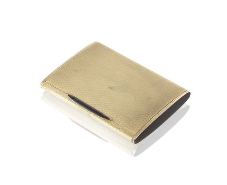 A 9 carat gold and enamelled cigarette caseS Mordan &amp; Co, London 1924 With engine-turned decoration and black enamelled s