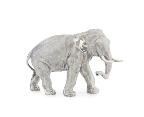 A modern silver model of an elephantpossibly Carr's of Sheffield Ltd, Sheffield 2000, with Millennium mark Realistically mode