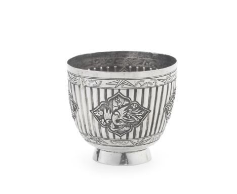 A Chinese silver beakerthe first two characters reads 天津 (Tianjin),  following 物華 (Wu Hua), circa 1900 Tapering sides, with a