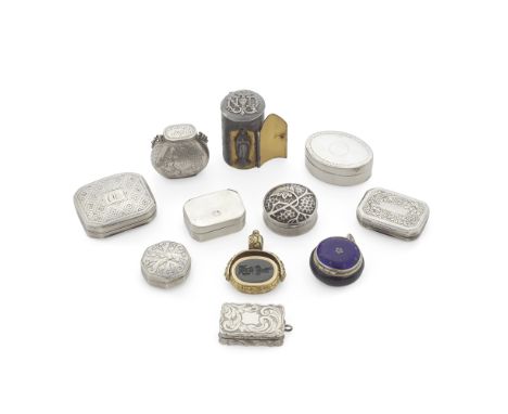 A collection of eleven silver vinaigrettesvarious makers and datesIncluding, one with an engraved riverscene, Edward Smith, B