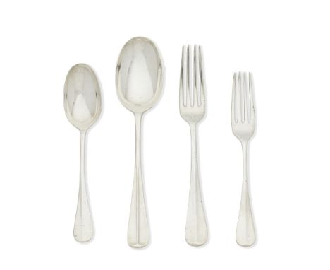 A silver Hanoverian pattern flatware serviceBarker Brothers Silver Ltd, Birmingham 1930 - 1934, also table spoons, H &amp; Co