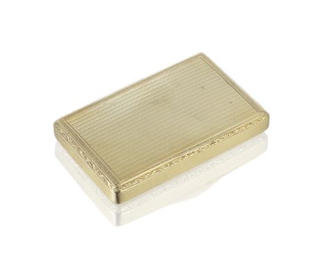 A 14 carat gold boxmaker's mark incuse DS &amp; JD, import marks London 1963 With linear engine turning within a guilloche bo