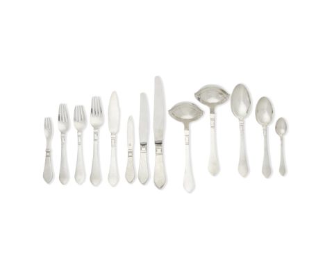 A Danish silver Continental (Antik) pattern  table service of flatware and cutlery, in a table canteenGeorg Jensen, stamped 9