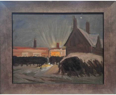 Jean Dryden Alexander (1911-1994) A Blaze of Light through the Snow - Trinity College Cambridgeoil on boardsigned, titled and