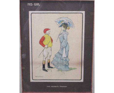 A mixed group of six  works to include: a pen and ink sketch used in Punch by W Dalziell, signed with initials and dated 97 (