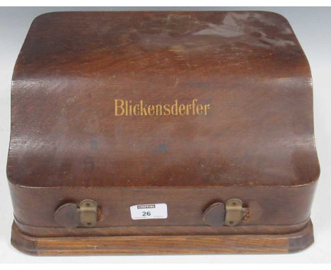 A Blickensderfer oak cased vintage typewriter, 16 x 35 x 27cm