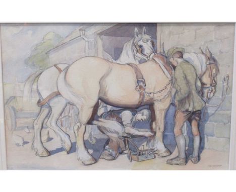A group of 4 pictures of equine interest, to include: a print after Lionel Edwards, Gentleman riding a horse, 37 x 48cm; John