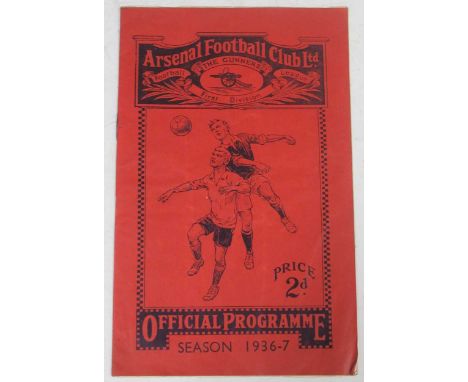 Arsenal Football Club, season 1936-37: original League Division 1 programme versus Derby County, 26 September 1936