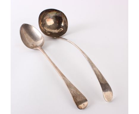 A Victorian, Old English pattern, silver basting spoon, maker unclear London 1854, 30 cm, 4.6 toz or 144 grams and a George I