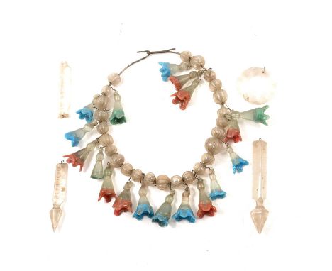 A Venetian glass lamp fringe, and an assorted quantity of chandelier droplets and prisms.