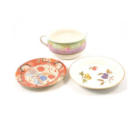 Quantity of assorted decorative ceramics and jardinieres, including Royal Worcester Evesham large flan dish, large fruit bowl