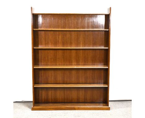 Large oak open bookcase, with four adjustable shelves, 141cm, depth 31cm, height 183cm.Condition report:Some colour fading to