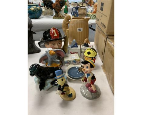 SYLVAC JUG, WADE MODEL OF SEA LION, ROYAL DOULTON FIREMAN TOBY JUG WADE FIGURES ETC
