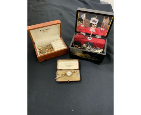 VINTAGE LADIES GOLD WATCH PLUS COLLECTION OF ALL COLOURED JEWELRY ETC