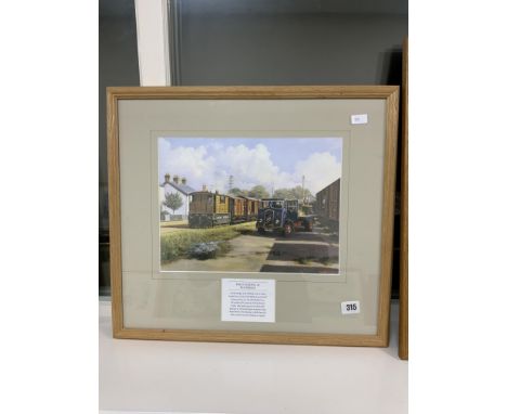 PRINT OF VINTAGE TRUCK LOADING TRAY AT ELM BRIDGE, FRAMED 20X 18