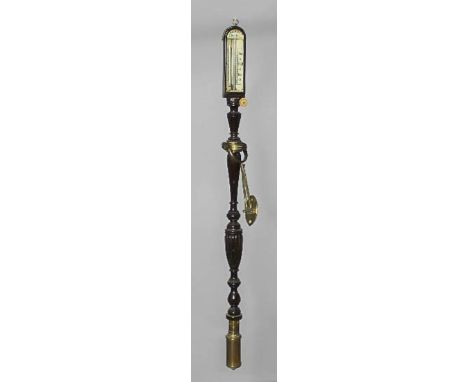 A 19th Century brass mounted mahogany marine barometer by Paoletti of Goole, with engraved ivory scale and vernier, and with 