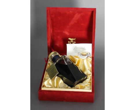 A bottle of J&F Martell 'Cordon Bleu' cognac, contained in special edition Baccarat glass decanter, with stopper and presenta