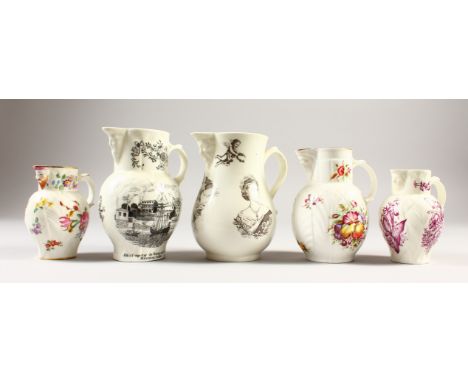 FIVE VARIOUS ROYAL WORCESTER AND COALPORT JUGS.