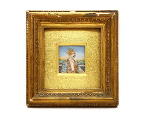 Indian School19th century, a portrait miniature on ivory, unsigned, framed,6.2 x 6.7cm IMPORTANT NOTEThis lot contains elepha