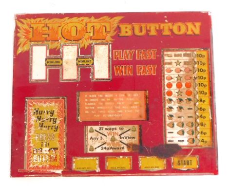 A Hot Button glass one arm bandit board, 42cm x 51cm. (AF) 