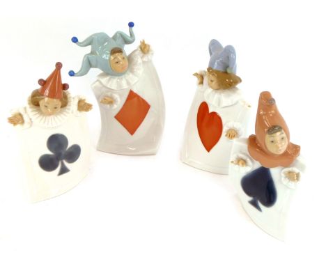 A set of four Nao porcelain playing card figures, 19cm high. (4)