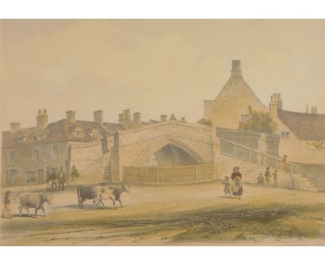 JS Clarke. The Triangular Bridge, Croyland, Lincolnshire, lithographic print, signed and titled to margin, 28cm x 38cm, frame