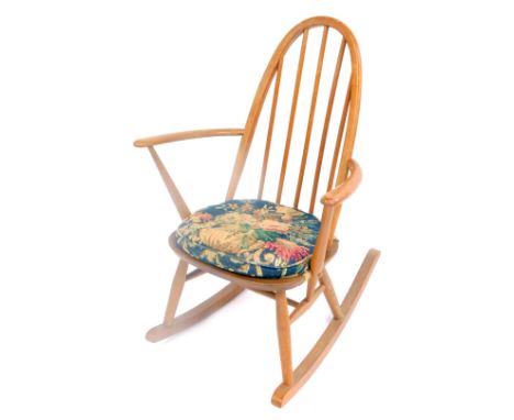 An Ercol model 428 ash and elm Windsor rocking chair, 61cm wide. 