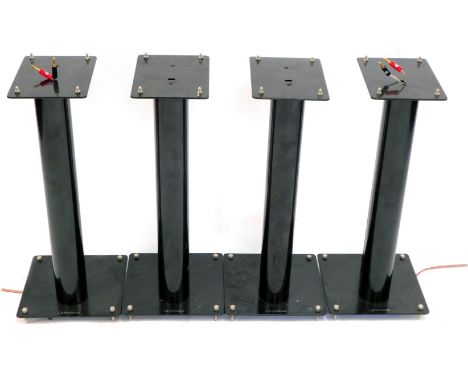 Four Norstone speaker stands, black metal finish, 62cm high.