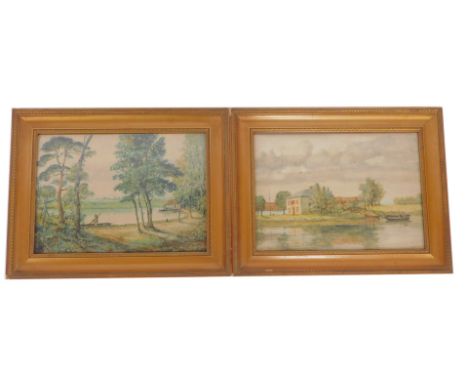 J Sander (20thC School). Two watercolours, comprising The Ship, boating scene, 25cm x 34cm, signed and dated 1909, and a wood