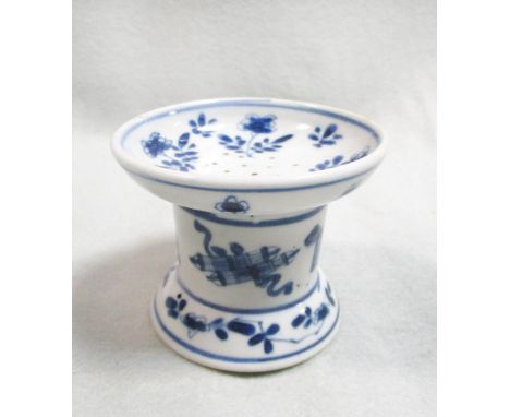 A Kangxi Sander, the pierced dished top with flower sprigs, the cylindrical body with Buddhist objects, 6cm high  