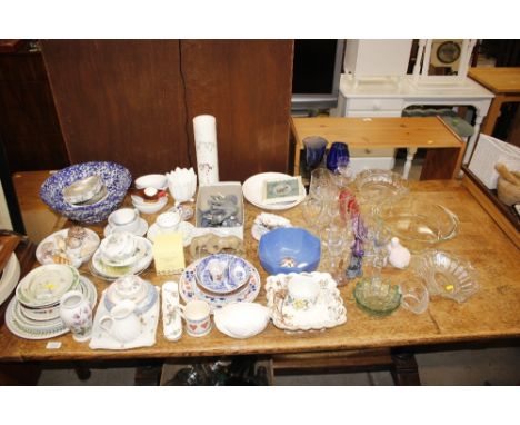 A large quantity of various decorative pottery to include Portmeirion, Copeland Spode, Staffordshire, various table glass war