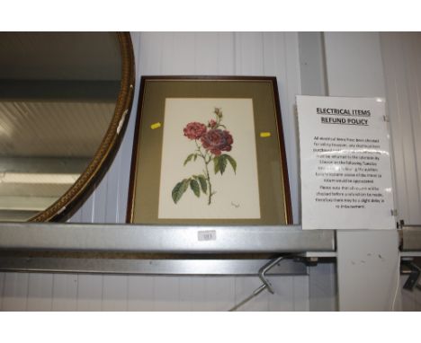 A framed tapestry