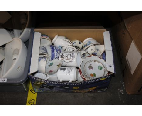 A quantity of various commemorative mugs, porcelain  teaware etc. 