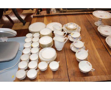 A Mintons part teaset with basket weave ground and linked blue and gilt border; and a quantity of Hammersley teaware 