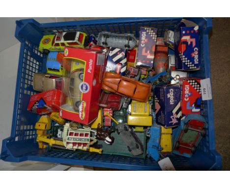 A box of Corgi and other die-cast model vehicles 