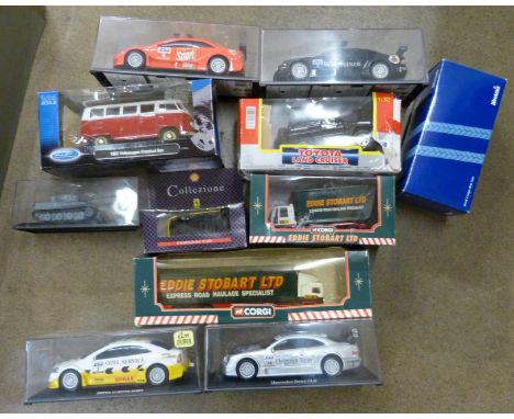 A collection of Corgi and other model vehicles including rally cars, boxed 