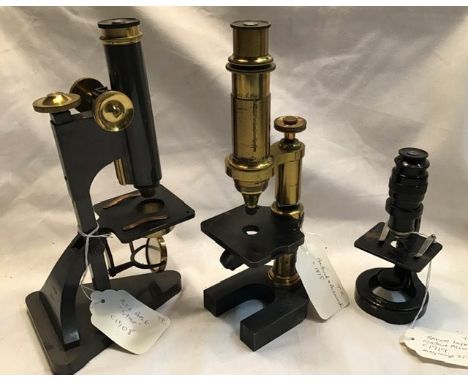 Microscopes: R &amp; J Beck star, 1908, Hartnack &amp; Prazmowdki compound, c1875, C Baker improved nature c1919. (3)
