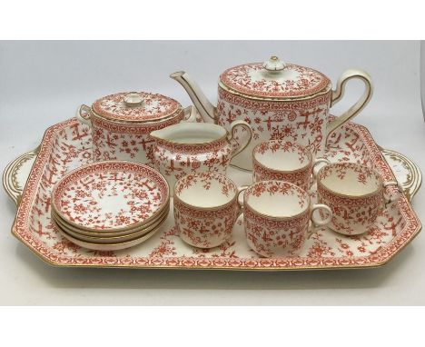 A collection of Royal Crown Derby Osmaston Road site, early examples to include Osborne tea set on china serving tray, four c