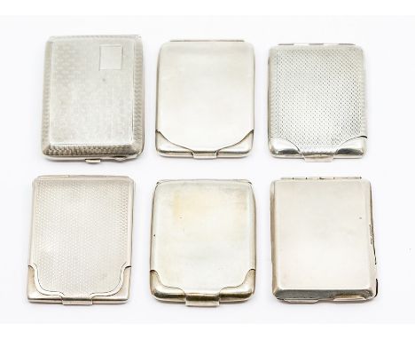 Six early 20th Century silver match book holders, three plain and three engine turned, various makers, five Birmingham with d
