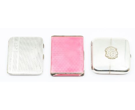 A Victorian cigarette case, plain cushion shaped the cover applied with a monogram, by Frederic Purnell, London, 1883 togethe