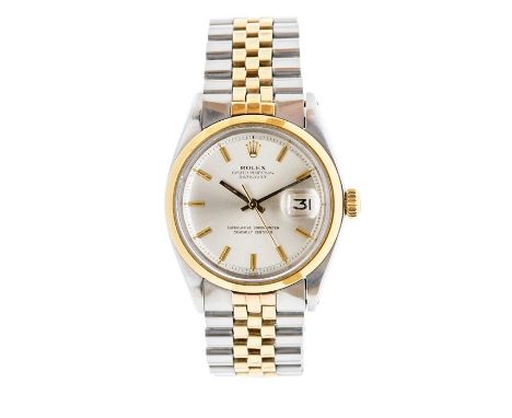 Rolex- a gents Rolex Oyster Perpetual Datejust Superlative Chronometer bi metal wristwatch, the silvered dial with applied go